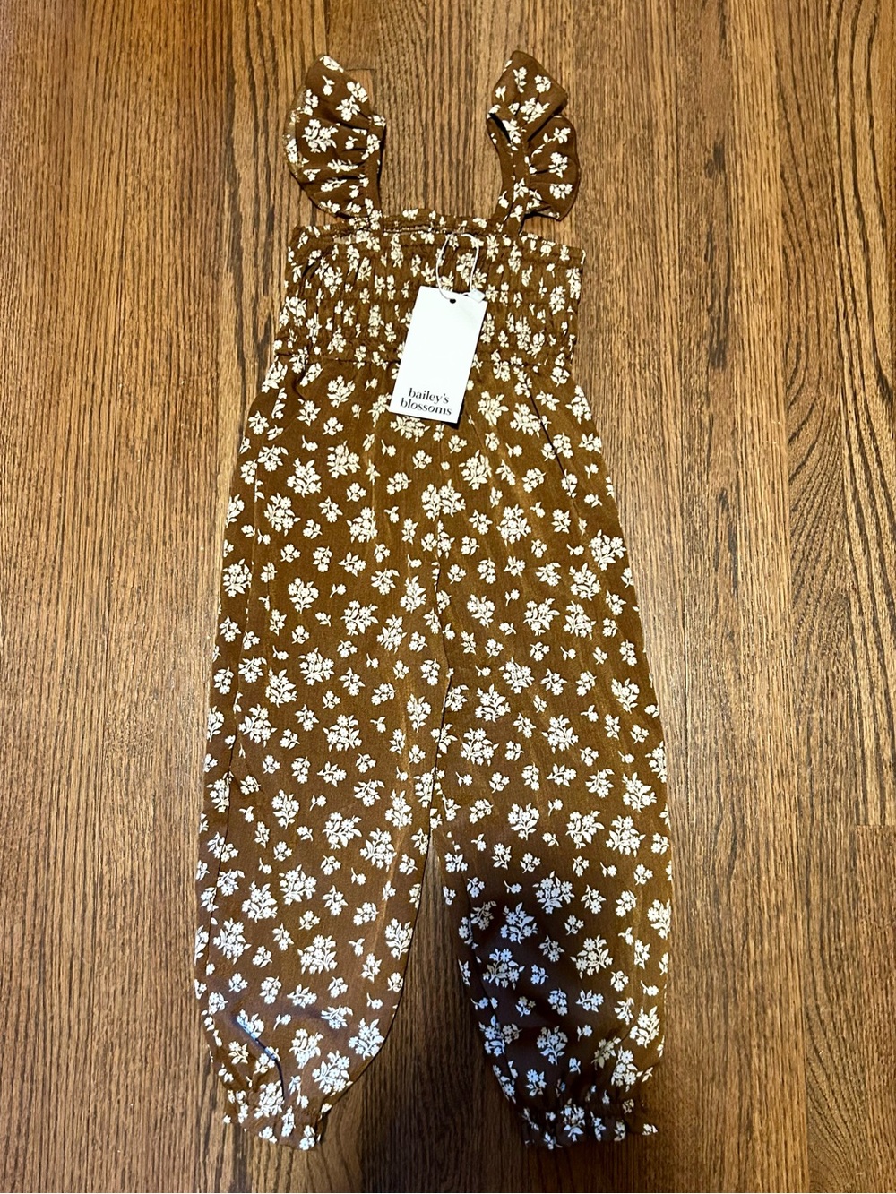 NWT Bailey’s Blossoms Paisley Smocked Ruffle Jumpsuit 3T Russet Floral